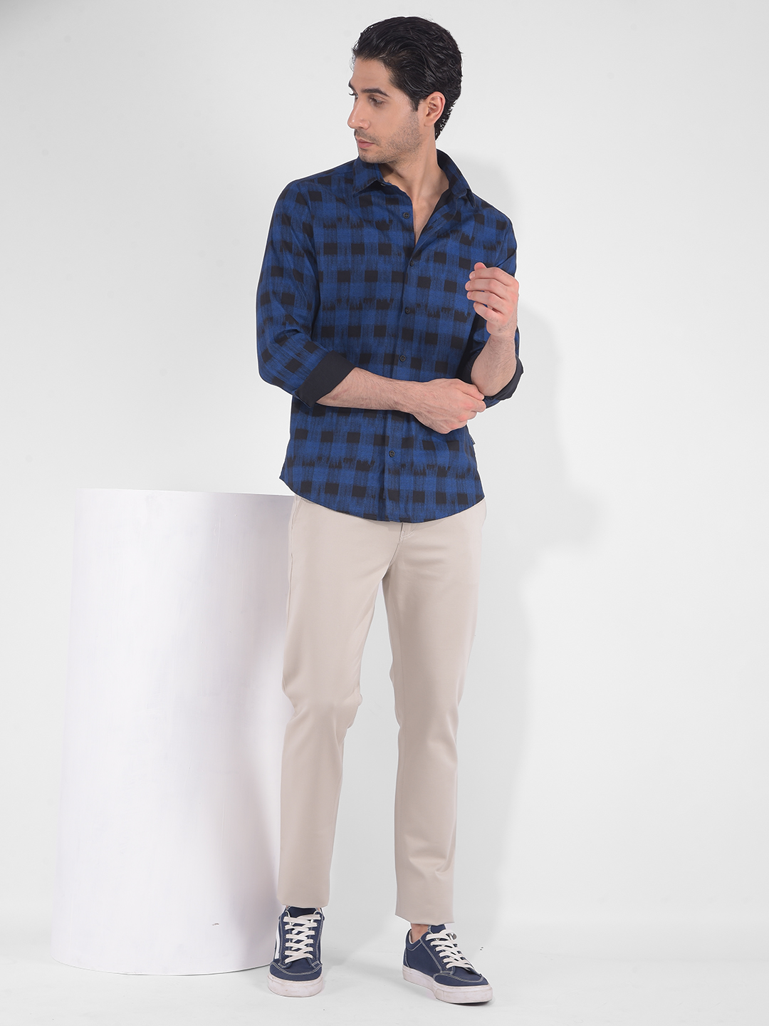 Numero Uno Men Checkered Blue Shirt